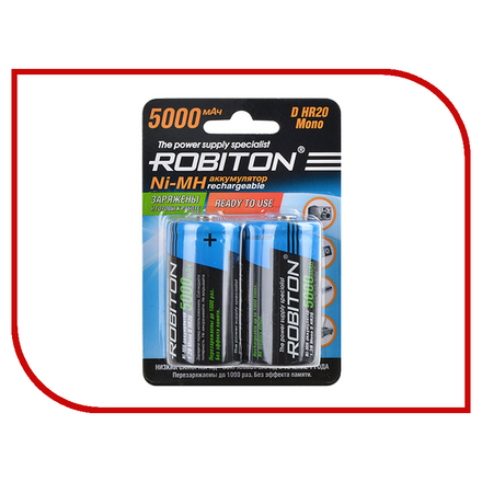 Аккумулятор D - Robiton D/HR20 5000 mAh RTU5000MHD BL2 14223 (2 штуки)