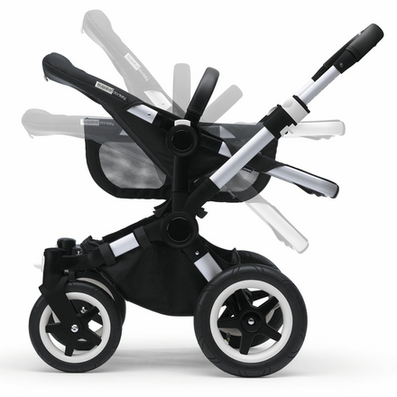 BUGABOO Коляска для двойни  2 в 1 Donkey + Twin BLACK/SOFT PINK серебро шасси Donkey + Twin