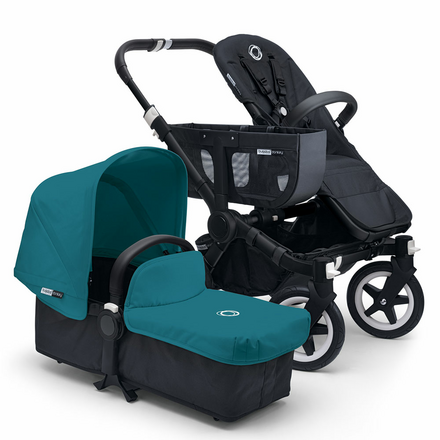 BUGABOO Коляска для двойни  2 в 1 Donkey + Twin BLACK/PETROL BLUE черное шасси Donkey + Twin