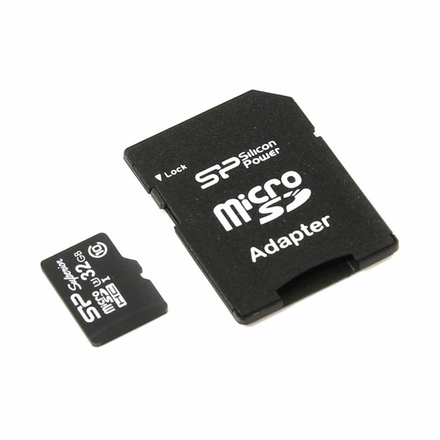 Micro SecureDigital 32Gb HC Silicon Power Elite class10 UHS-1 U3 (SP032GBSTHDU3V10-SP) + адаптер SD