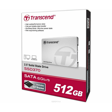 Transcend SSD370 (Premium) 512GB, Silver SSD-накопитель TS512GSSD370S