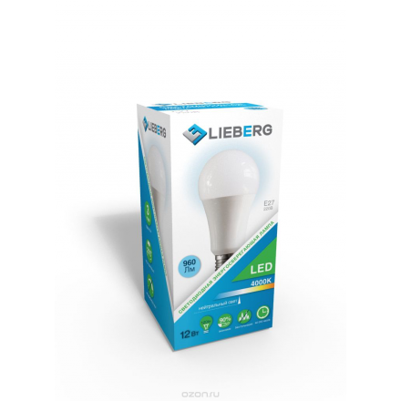 Лампа светодиодная "Lieberg", нейтральный свет, цоколь Е27, 12W L0100100