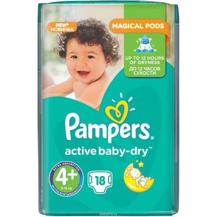 Pampers Active Baby Подгузники 4+, 9-16 кг, 18 шт PA-81330249