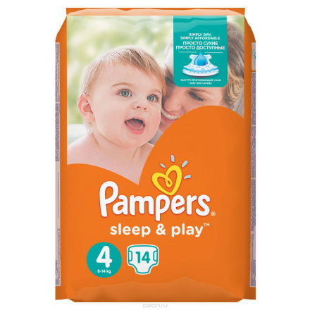 Pampers Sleep & Play Подгузники 8-14 кг (размер 4) 14 шт PA-81298847