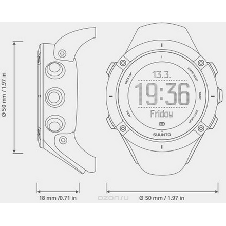 Часы спортивные Suunto "Ambit3 Peak", цвет: черный