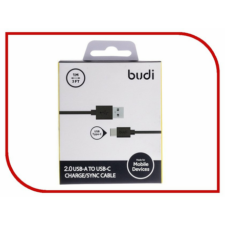 Аксессуар Budi USB - Type-C M8J166TC 1m Black