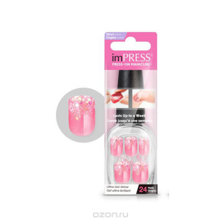 Kiss Broadway Твердый лак Импрессс Маникюр "Вечеринка", длина короткая Impress Manicure, цвет: розовый