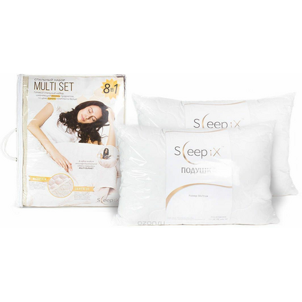 Комплект для спальни Sleep iX "Multi Set", евро, цвет: бежевый, фиолетовый, 6 предметов. pva221619