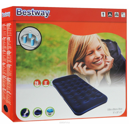 Матрас надувной Bestway "Twin", со встроенным ножным насосом, 188 х 99 х 28 см