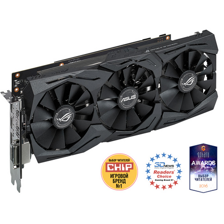 Видеокарта ASUS GeForce GTX 1080 8192Mb, Strix-GTX1080-8G-Gaming DVI-D, 2xHDMI, 2xDP Ret