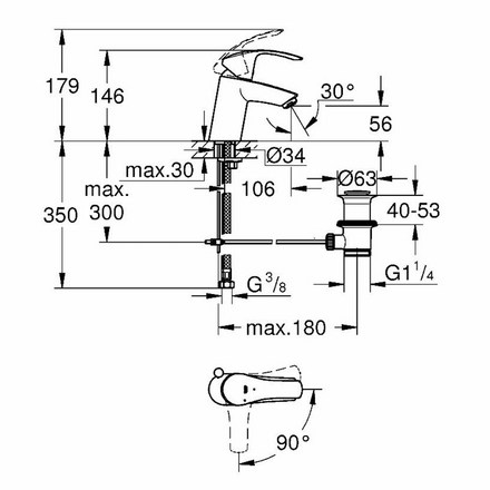 Смеситель для раковины Grohe Eurosmart New 32926002