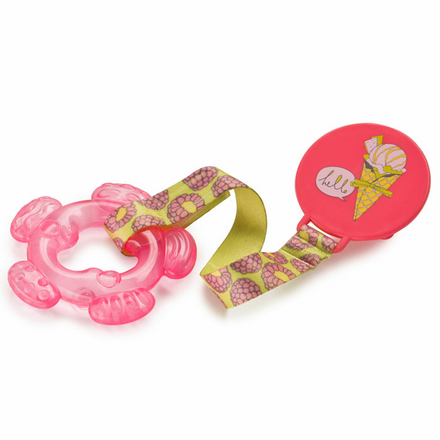 Прорезыватель Happy Baby с водой с держателем Water Teether Pink