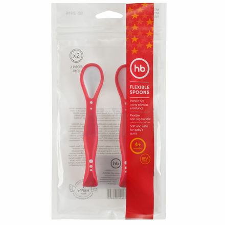 Ложки Happy Baby обучающие гибкие для нежных десен Baby Spoon Red 15003 (2 шт. в уп.) 4 мес+ 15003 RED