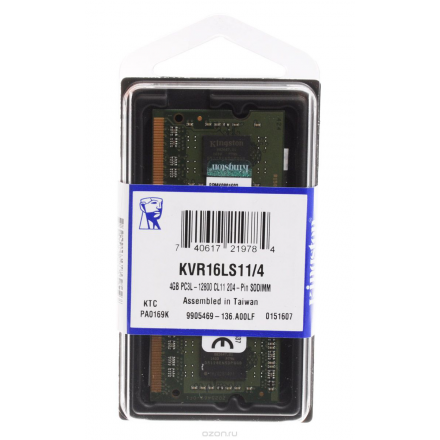 Kingston DDR3L 4GB 1600 МГц модуль оперативной памяти (KVR16LS11/4)