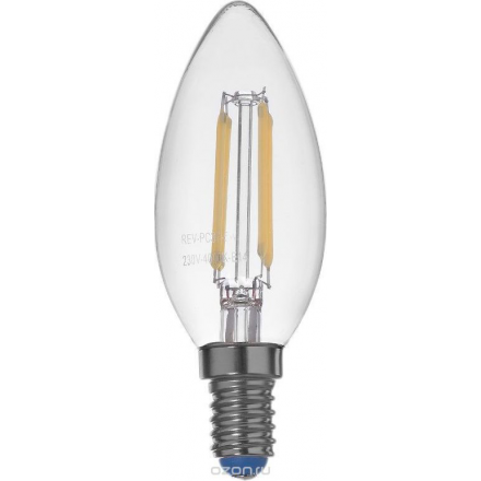 Лампа светодиодная REV "Premium Filament", теплый свет, цоколь E14, 5W