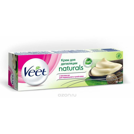 Veet Крем для депиляции "Naturals", с маслом ши, для нормальной и сухой кожи, 90 мл