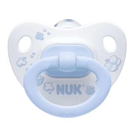 Пустышка силиконовая NUK Baby Blue для сна с кольцом, размер 1