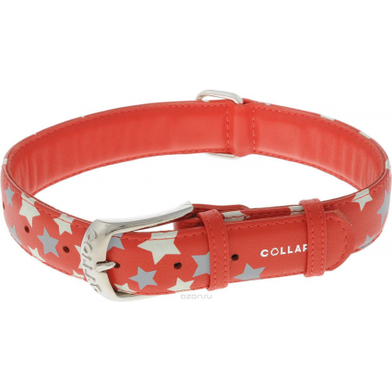 Ошейник для собак CoLLaR Glamour "Звездочка", цвет: красный, ширина 3,5 см, обхват шеи 46-60 см