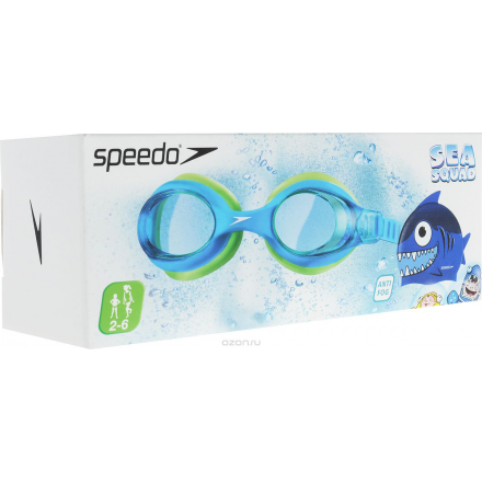 Набор для плавания Speedo "Sea Squad Cap Gog Pack Ju", цвет: синий, голубой, салатовый, 2 предмета 8-093036817_синий, голубой, салатовый