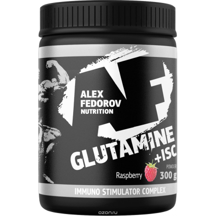 Аминокислота Alex Fedorov Nutrition "Glutamine+Isc", малина, 300 г 4627121420379