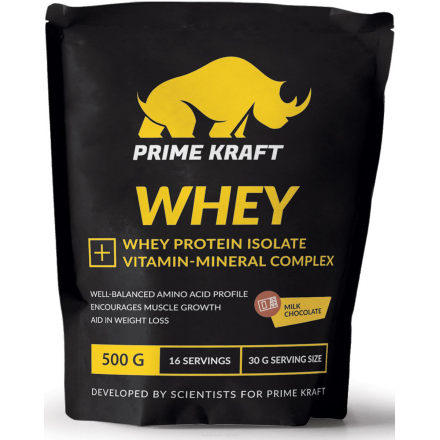 Напиток сухой Prime Kraft "Whey", коктейль белково-витаминный, молочный шоколад, 500 г ЯБ016757