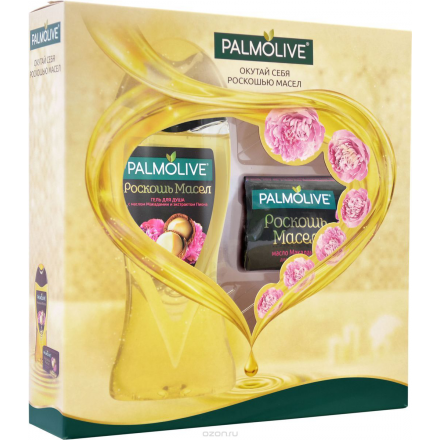 Подарочный набор для женщин Palmolive Роскошь Масел (гель для душа Palmolive Роскошь Масел С маслом Макадамии и экстрактом Пиона, туалетное мыло)