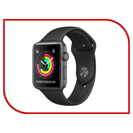 Умные часы APPLE Watch Series 3 38mm Grey Space with Black Sport Band MQKV2RU/A