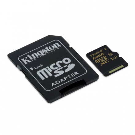 Micro SecureDigital 64Gb Kingston Canvas Select SDXC class 10 UHS-I U3 (SDCS / 64GB) + SD адаптер SDCS/64GB