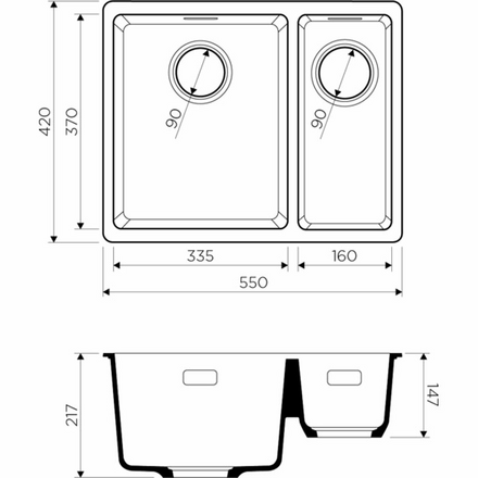 Кухонная мойка OMOIKIRI Kata 55-2-U-PA 4993386