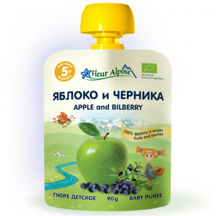 Fleur Alpine ORGANIC пюре &quot;Яблоко-Черника&quot;, 90 г 1036