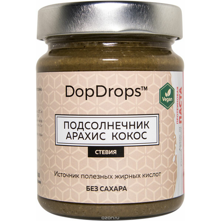 Паста протеиновая вегетарианская DopDrops "Подсолнечник. Арахис. Кокос", стевия, 265 г, DOPD-SF26-PRCS