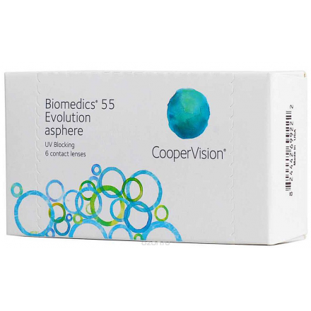 CooperVision Контактные линзы Biomedics 55 Evolution (6 pack)/Радиус кривизны 8,6/Оптическая сила -05,50