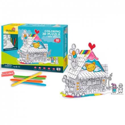 3D пазлы Cubic Fun Cubic Fun P693h Кубик фан Пазл-раскраска Игрушечный домик (5 фломастеров в комплекте)