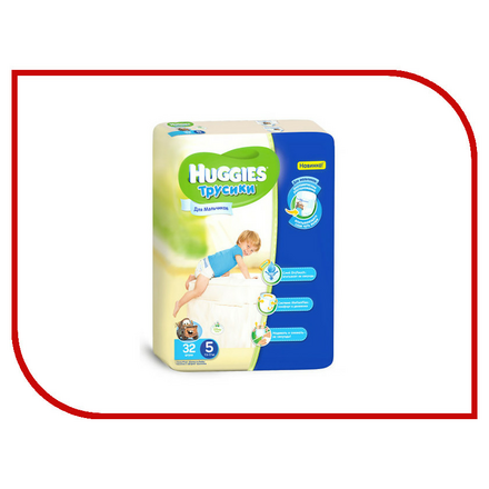 Подгузники Huggies Annapurna 5 13-17кг 32шт для мальчиков 9401541 9401631