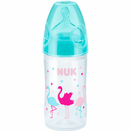 Бутылочка для кормления NUK First Choice New Classic полипропилен, 150 мл + силиконовая соска р-р 1 (голубая с фламинго)