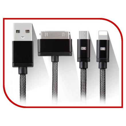 Аксессуар Earldom ET-887 USB - microUSB/Lightning 8pin/30pin Black