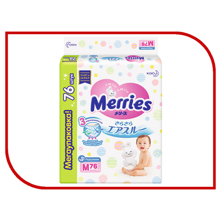 Подгузники Merries M 6-11кг 76шт