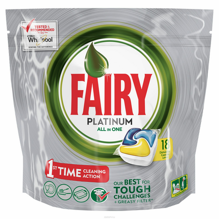 Капсулы для посудомоечной машины Fairy "Platinum All in One", с лимоном, 18 шт FR-81607030