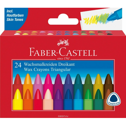 Faber-Castell Набор восковых карандашей Triangular трехгранные 24 цвета