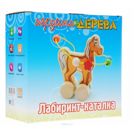 Мир деревянных игрушек Лабиринт-каталка Лошадь Д364