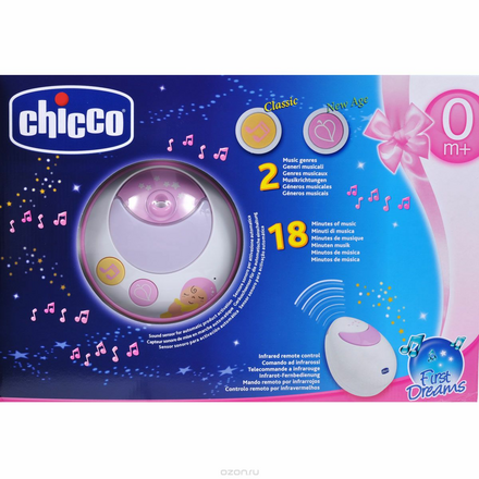 Музыкальный мобиль-проектор Chicco "Волшебные звезды", цвет: белый, розовый 00002429100000