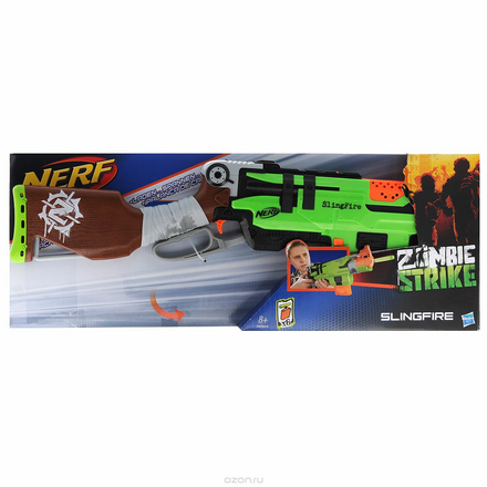 Бластер Nerf "Zombie Strike: Slingfire", с патронами, цвет: салатовый, коричневый, оранжевый A6563EU4