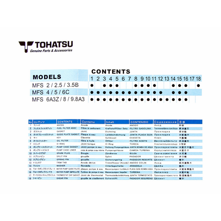 Сервисный набор ТО Tohatsu MFS2/2.5/3.5B 3GT875000