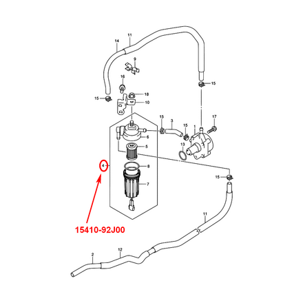 Фильтр топливный Suzuki DF100A-140A с датчиком воды 1541092J00000