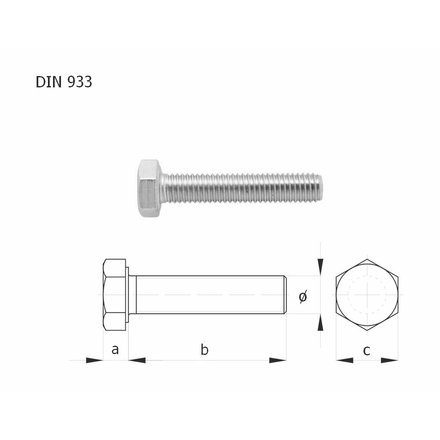 Болт полная резьба А4 DIN933 М5х6 упаковка 1/10 bolt_M5kh6_A4_933_upak