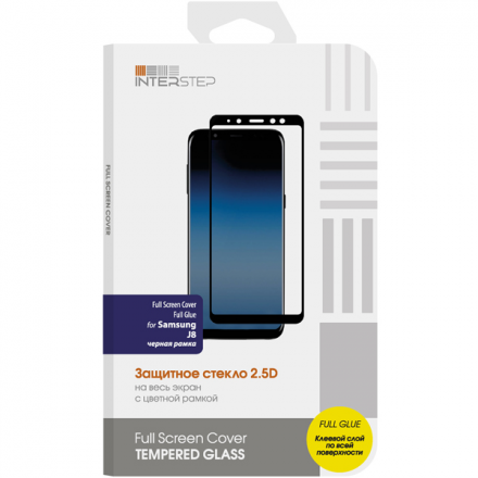 Защитное стекло для Samsung InterStep Full Screen Cover Full Glue для Samsung J8, Black