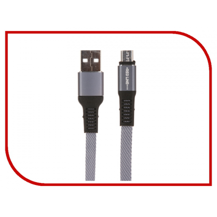 Аксессуар Red Line Flat USB - MicroUSB Grey УТ000015530