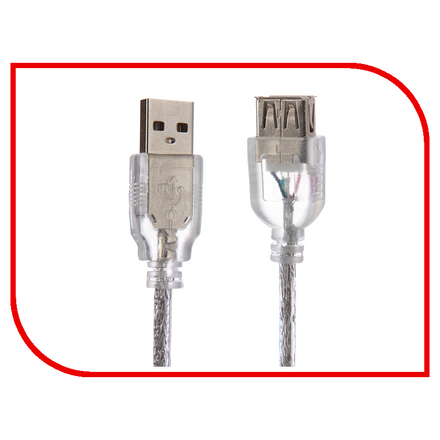 Аксессуар Greenconnect USB 2.0 AM - AF Transparent GCR-50949