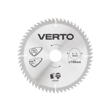 Диск отрезной по дереву (180x30 мм; 60 зубьев) verto 61h107