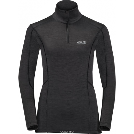 Термобелье лонгслив женский Jack Wolfskin Arctic Xt Half Zip Women, цвет: черный. 1806241-6000. Размер XS (42)